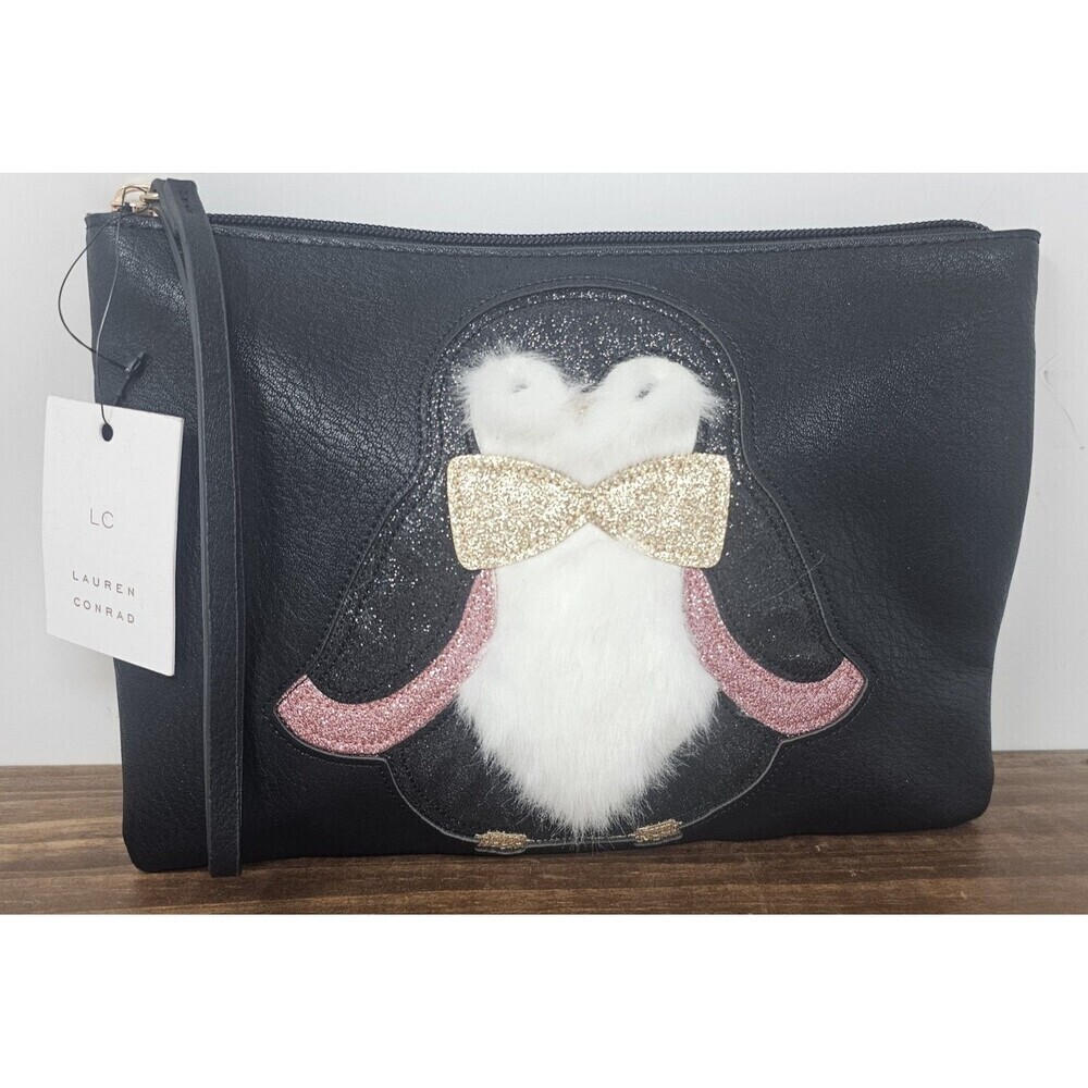 Lauren Conrad Grab and Go Faux Leather Wristlet Clutch Pouch Penguin NWT
